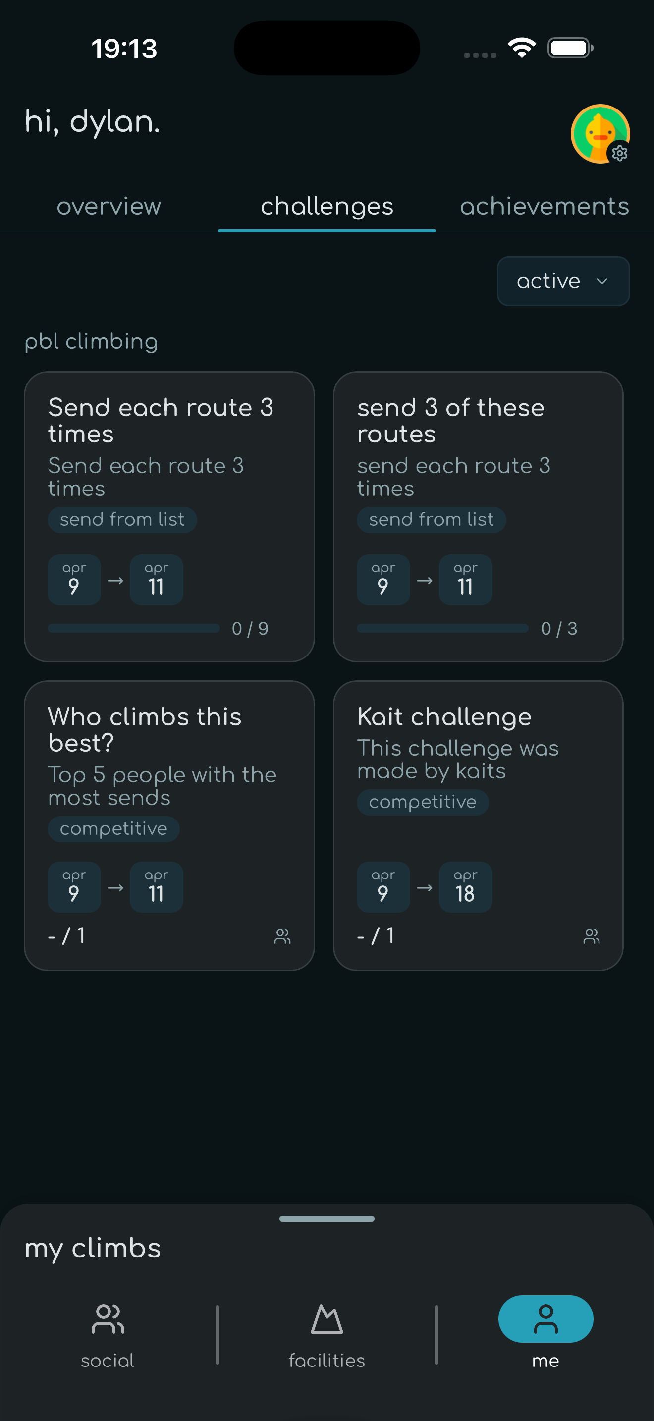 challenges screenshot